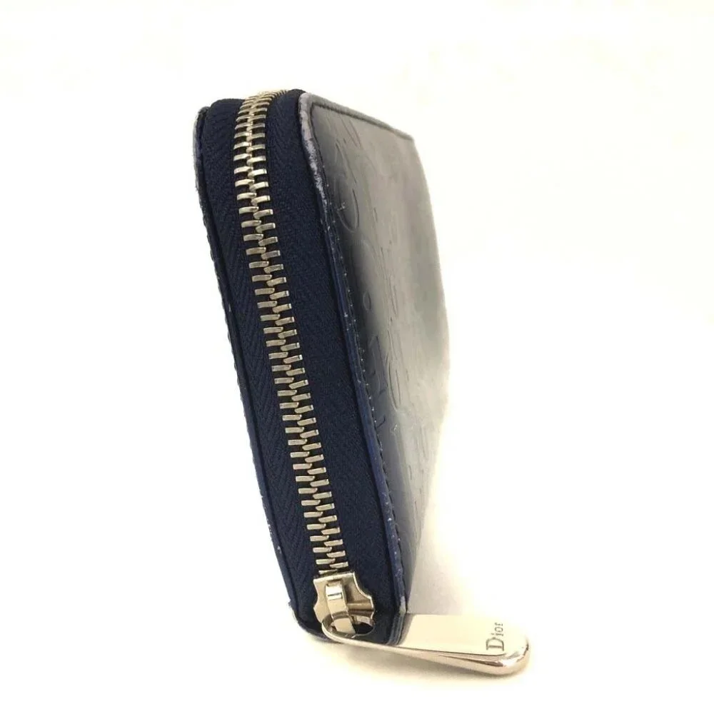 Christian Dior Oblique Trotter Patent Leather Zippy Long Wallet Blue/3BA0610